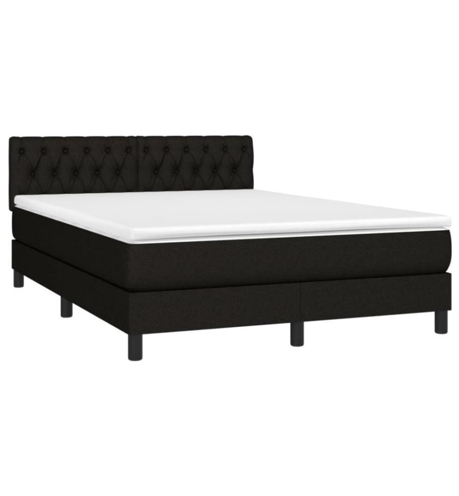 Boxspringbett mit Matratze & LED Schwarz 140x190 cm Stoff