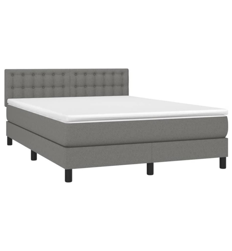 Boxspringbett mit Matratze & LED Dunkelgrau 140x190 cm Stoff