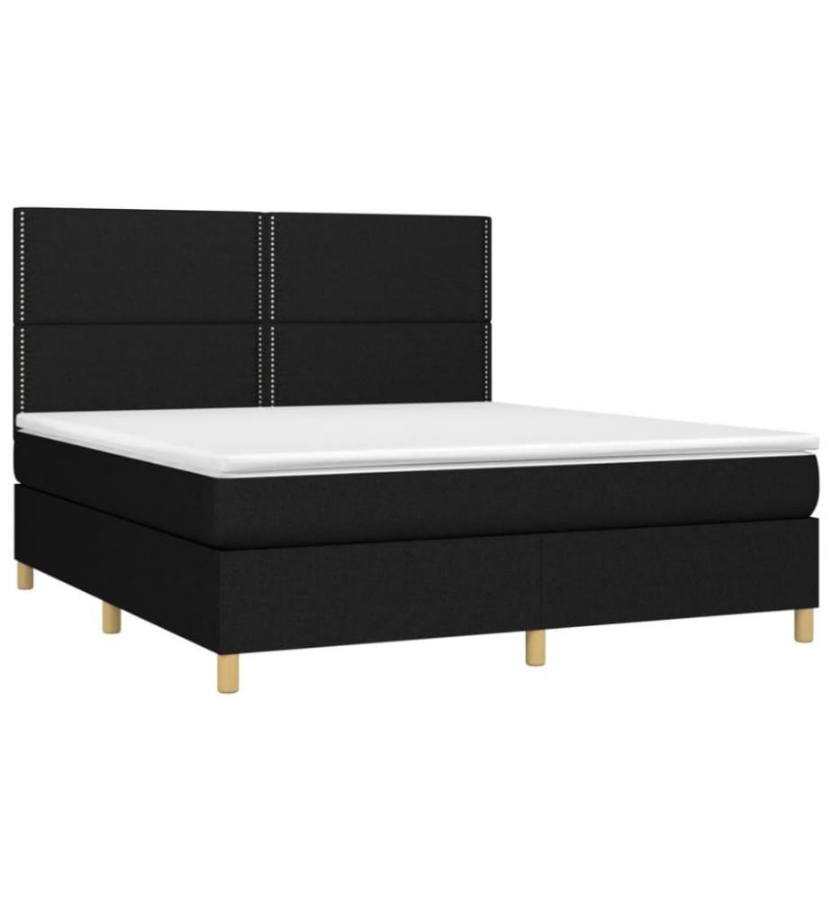 Boxspringbett mit Matratze & LED Schwarz 160x200 cm Stoff