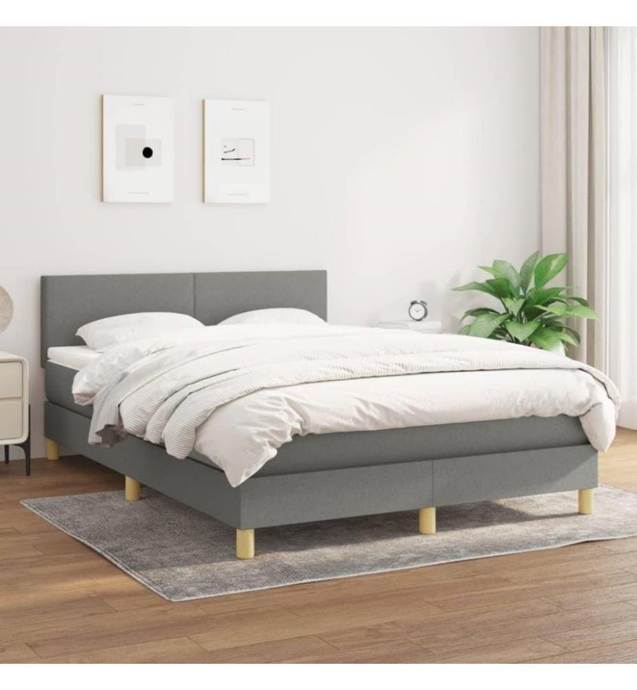 Boxspringbett mit Matratze Dunkelgrau 140x190 cm Stoff