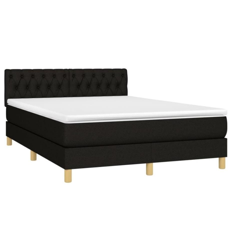 Boxspringbett mit Matratze Schwarz 140x200 cm Stoff