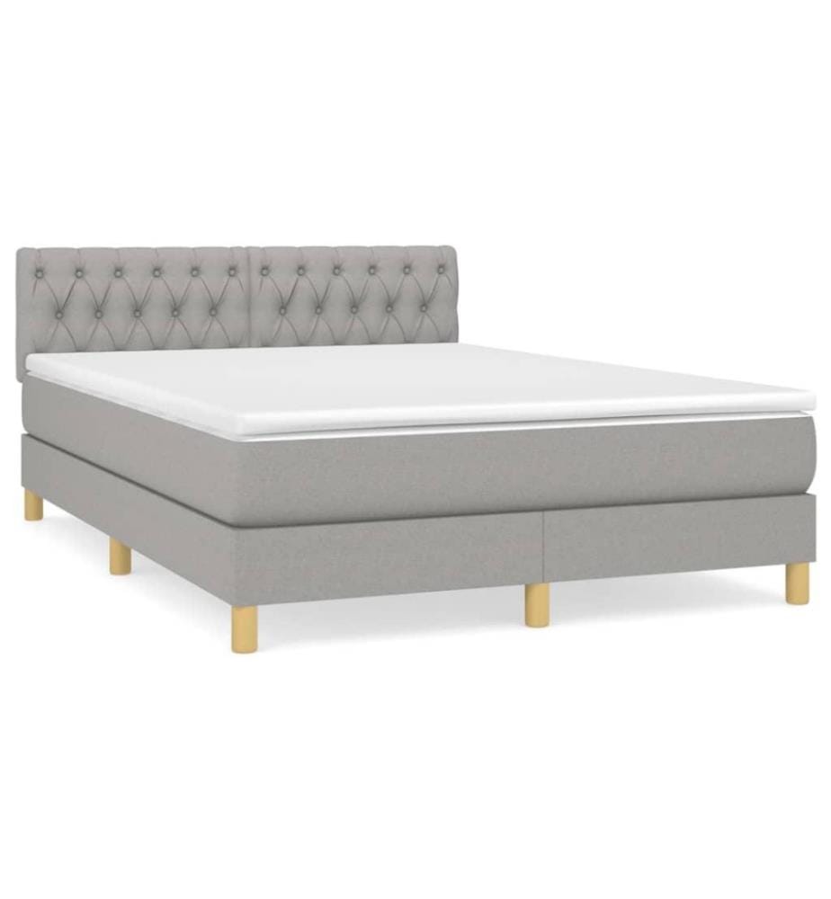Boxspringbett mit Matratze Hellgrau 140x190 cm Stoff