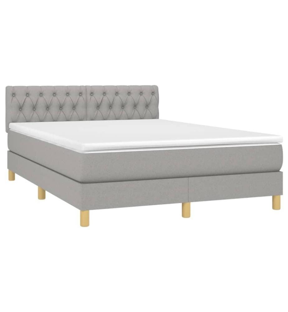 Boxspringbett mit Matratze Hellgrau 140x190 cm Stoff