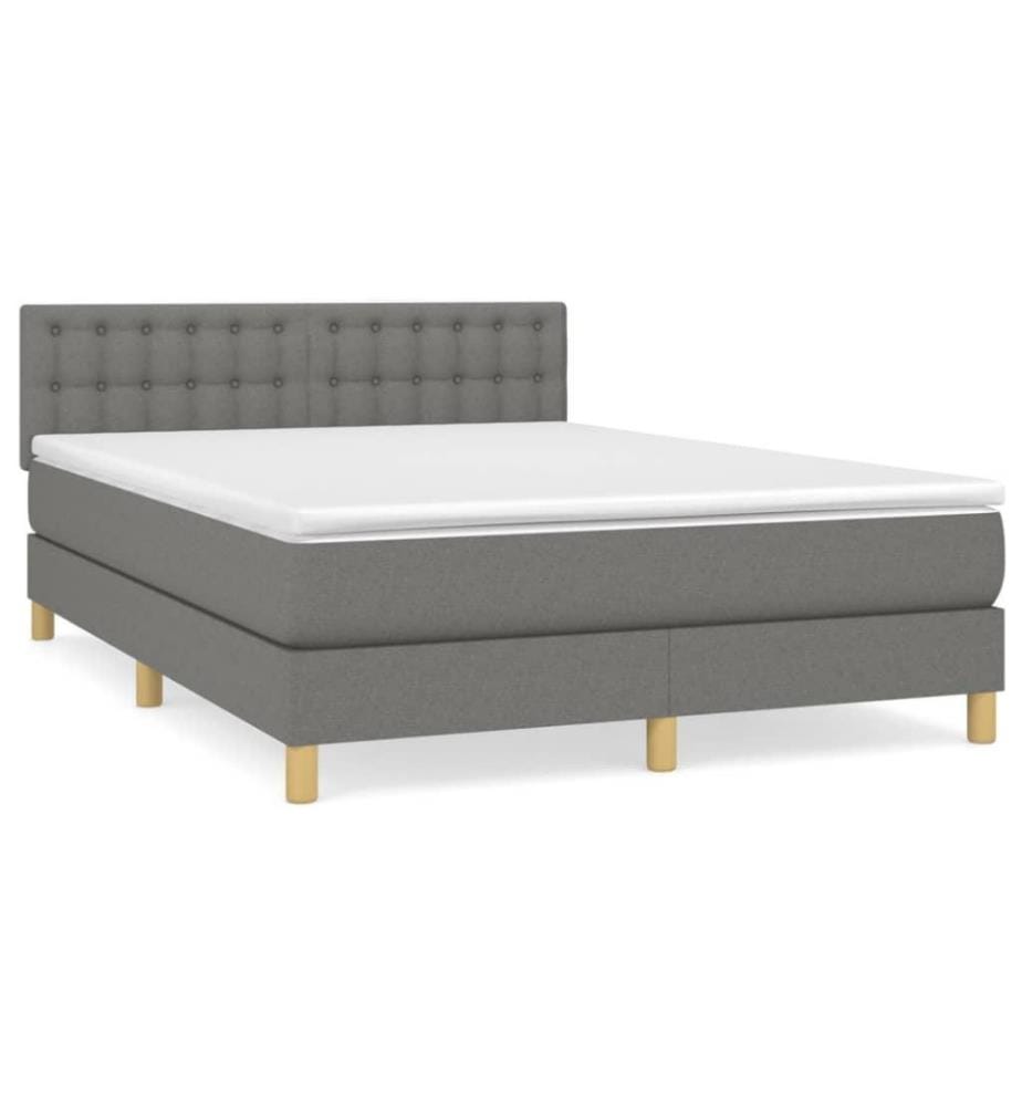 Boxspringbett mit Matratze Dunkelgrau 140x190 cm Stoff