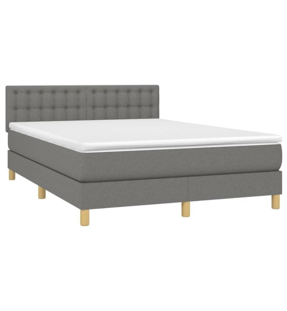 Boxspringbett mit Matratze Dunkelgrau 140x190 cm Stoff