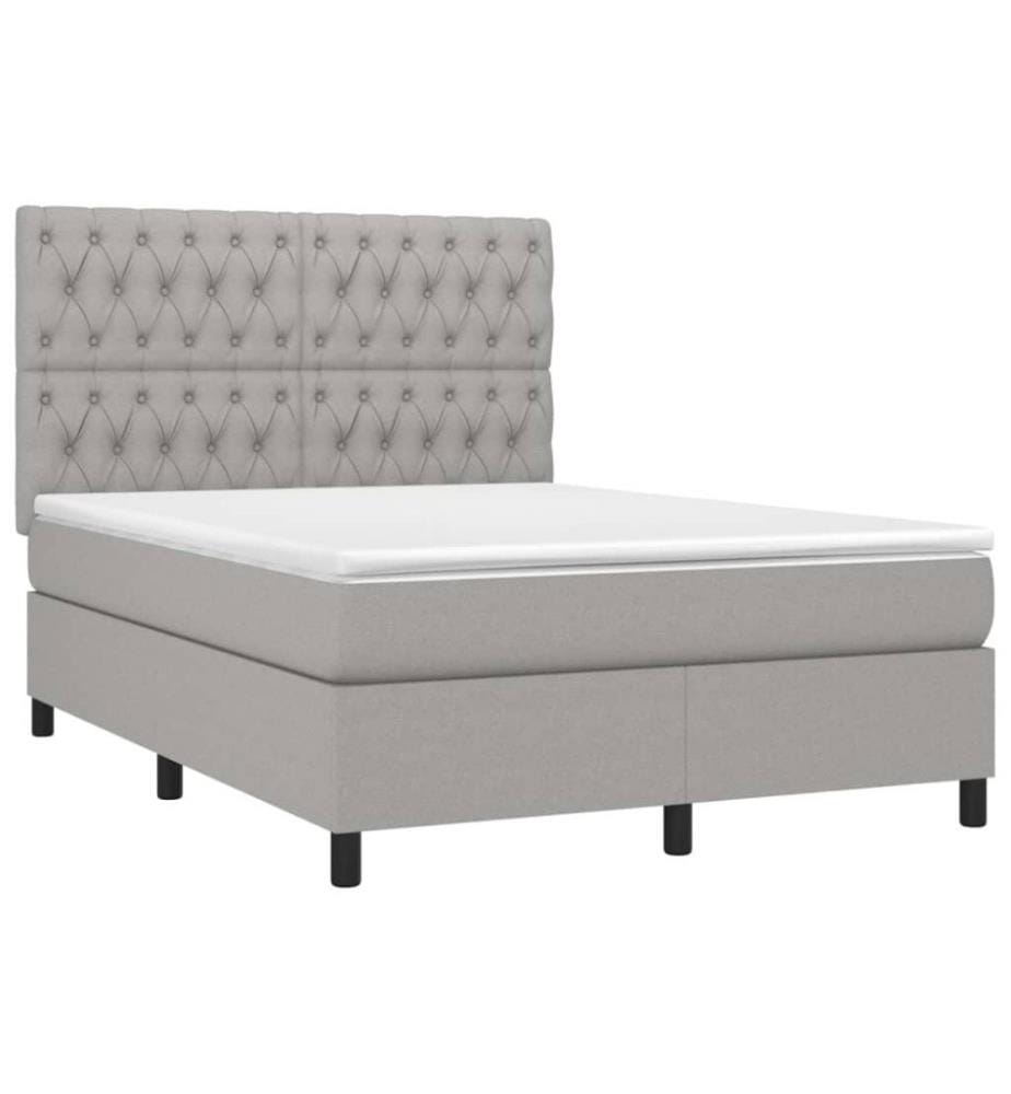 Lit à sommier tapissier avec matelas Gris clair 140x190cm Tissu