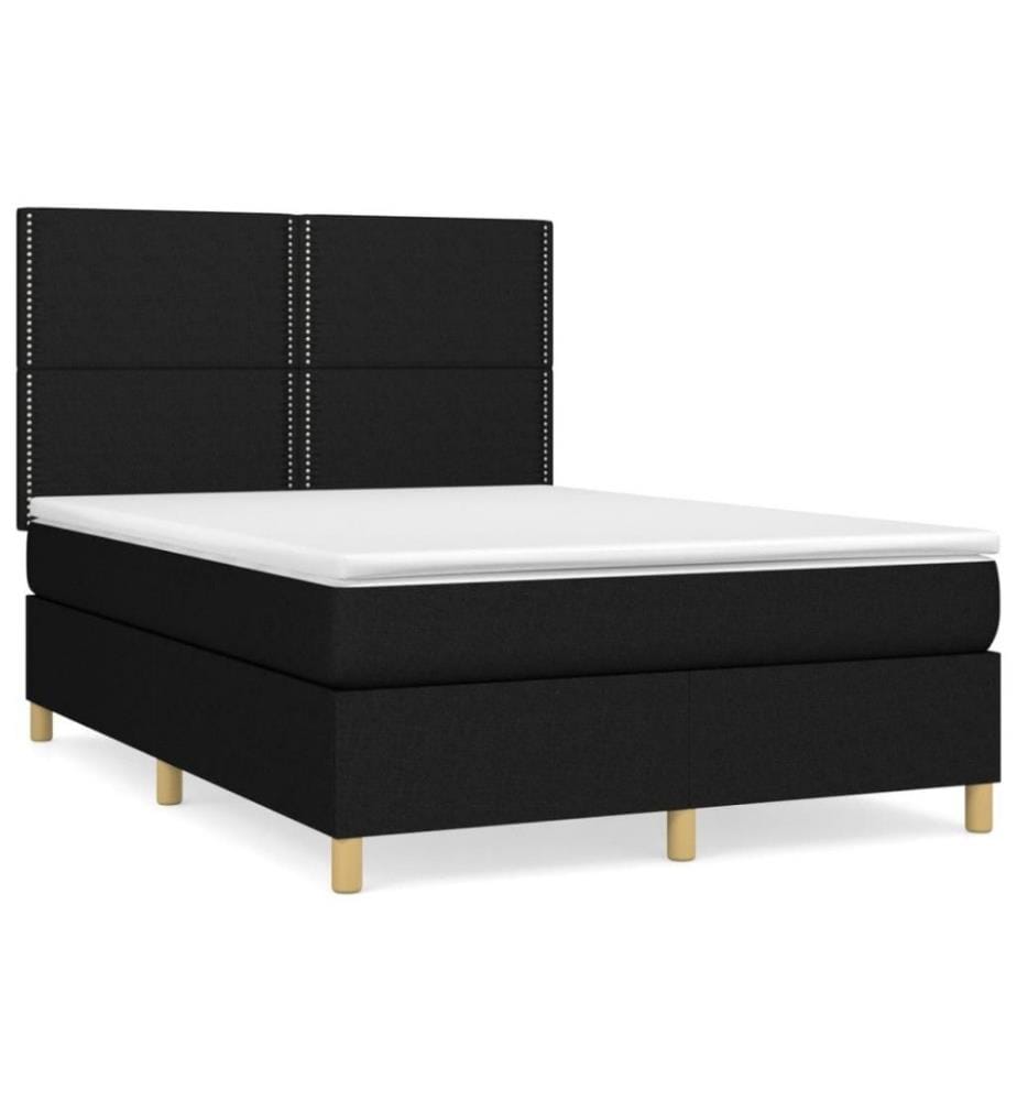 Boxspringbett mit Matratze Schwarz 140x200 cm Stoff
