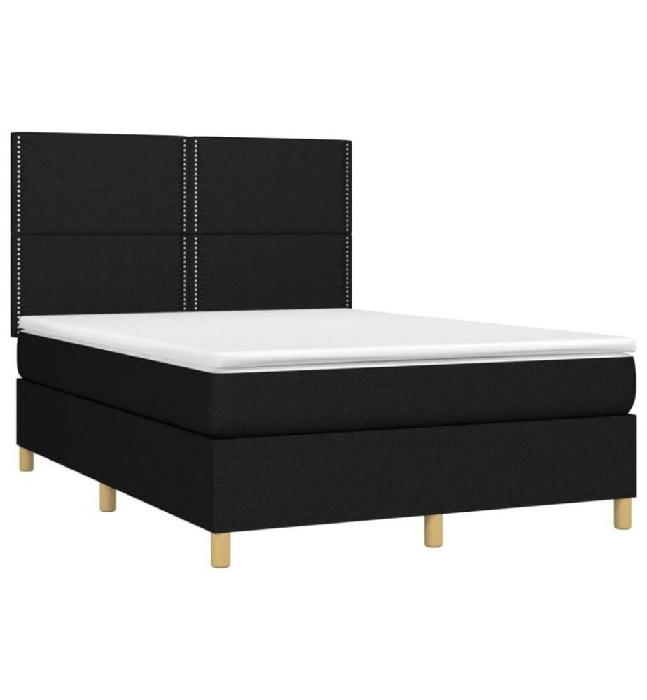 Boxspringbett mit Matratze Schwarz 140x200 cm Stoff