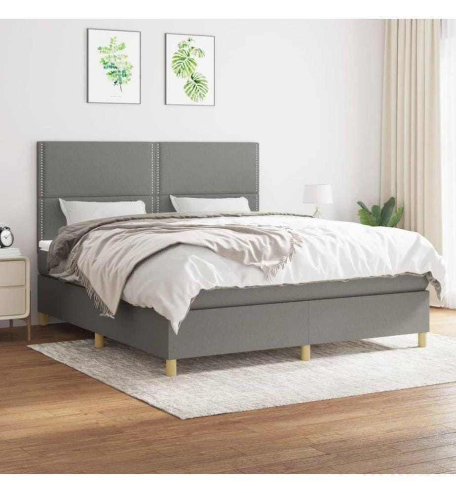 Boxspringbett mit Matratze Dunkelgrau 180x200 cm Stoff