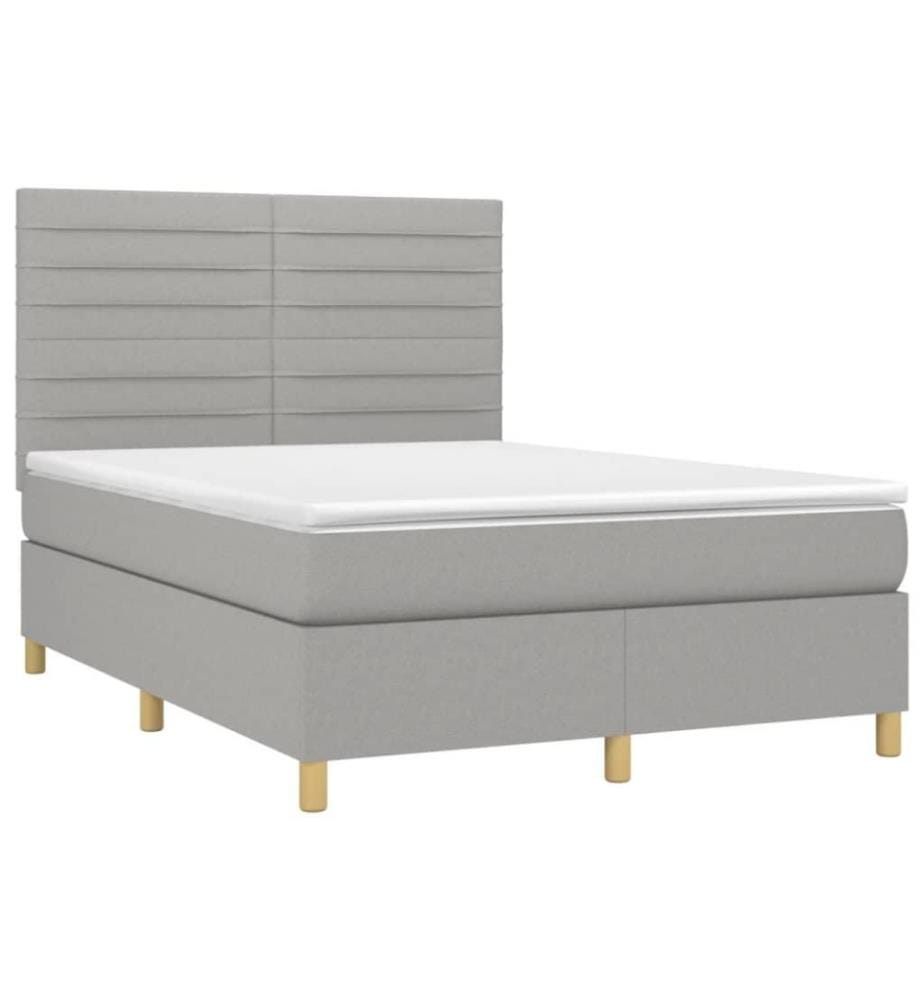 Boxspringbett mit Matratze Hellgrau 140x190 cm Stoff