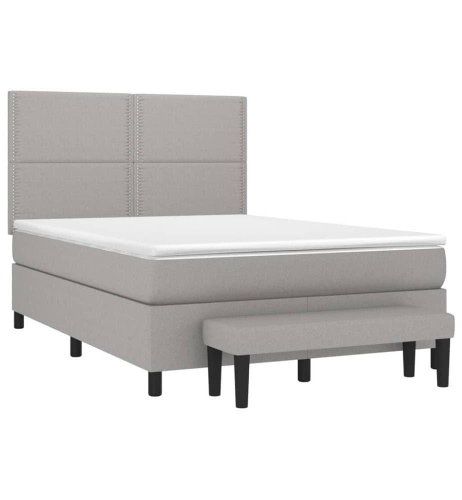 Boxspringbett mit Matratze Hellgrau 140x190 cm Stoff