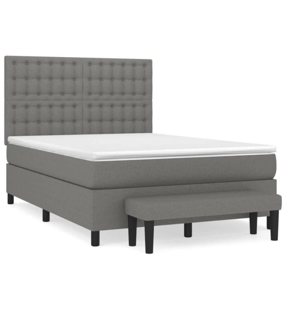 Boxspringbett mit Matratze Dunkelgrau 140x190 cm Stoff