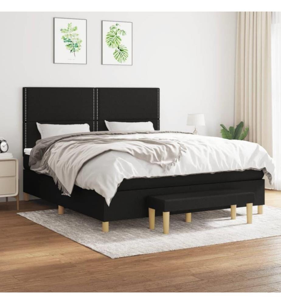Boxspringbett mit Matratze Schwarz 160x200 cm Stoff