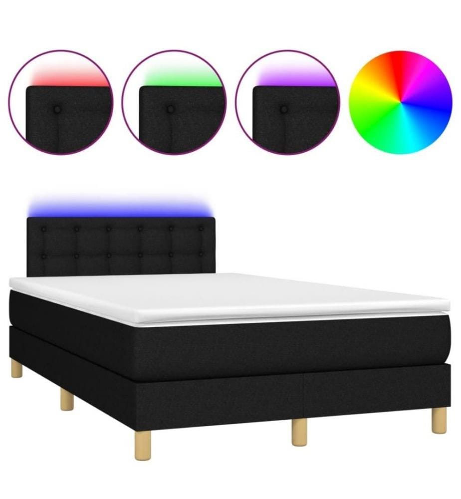 Boxspringbett mit Matratze & LED Schwarz 120x200 cm Stoff