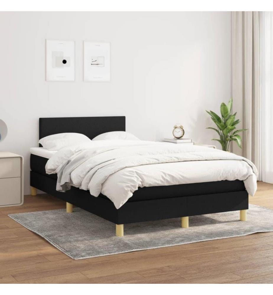 Boxspringbett mit Matratze Schwarz 120x200 cm Stoff