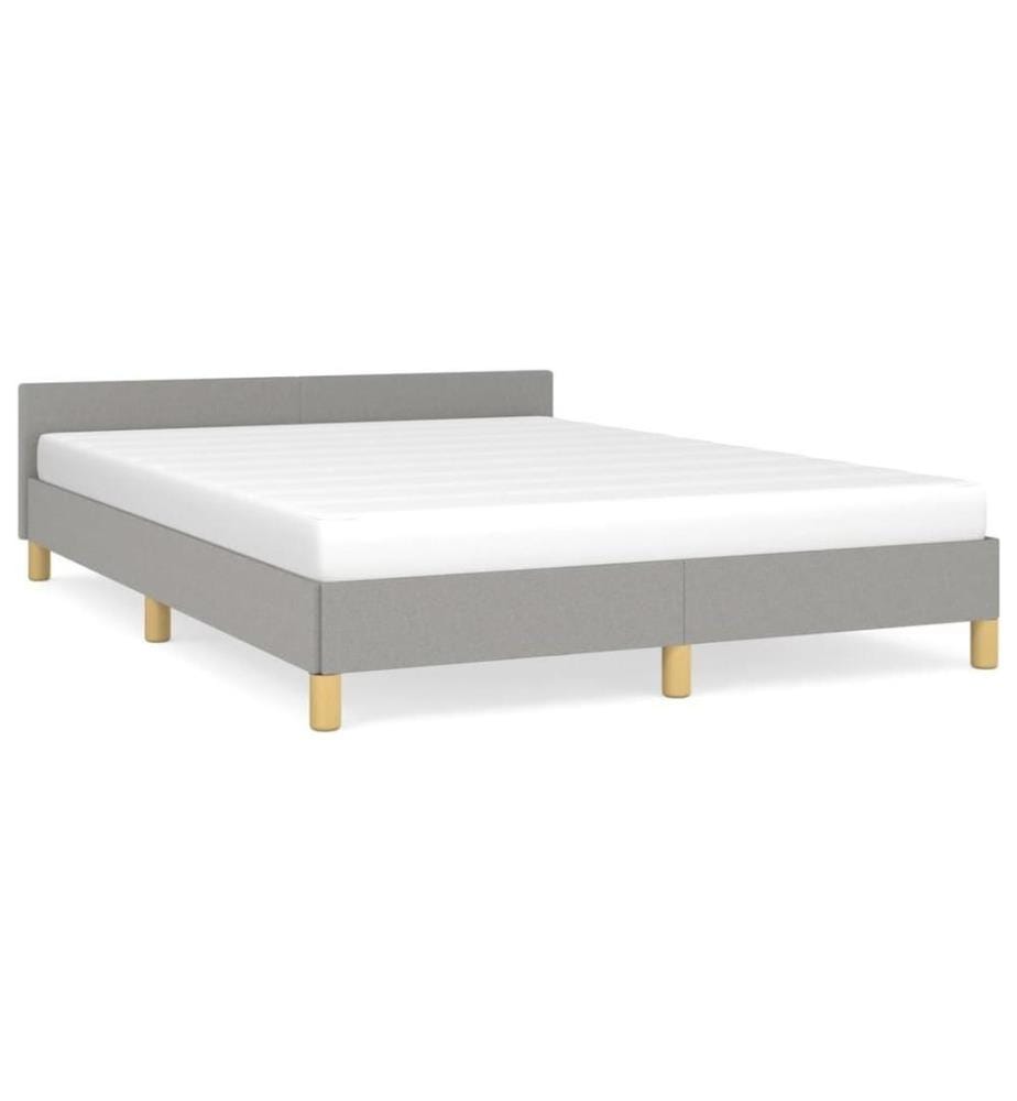 Bettgestell mit Kopfteil Hellgrau 140x190 cm Stoff