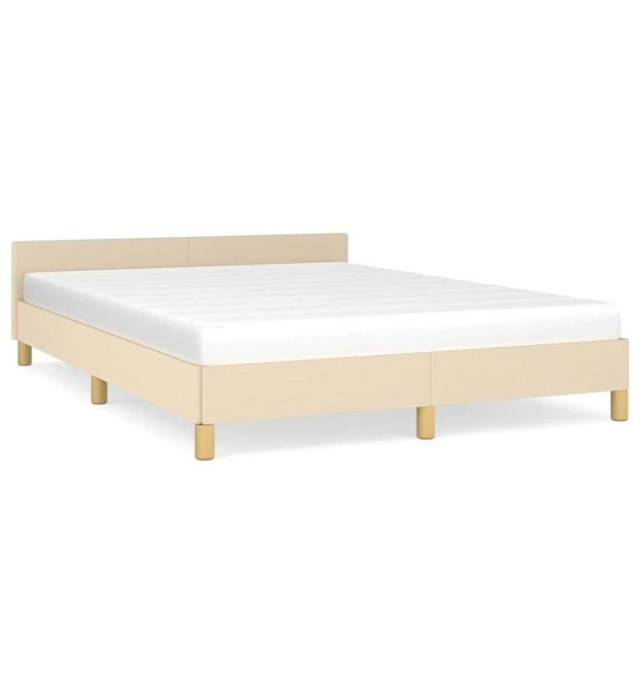 Cadre de lit avec tête de lit Crème 140x190 cm Tissu
