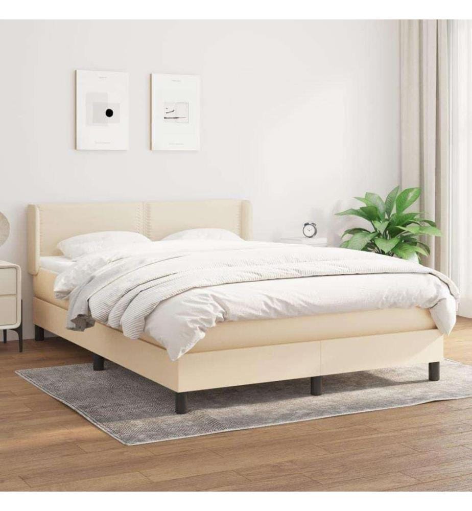 Boxspringbett mit Matratze Creme 140x190 cm Stoff