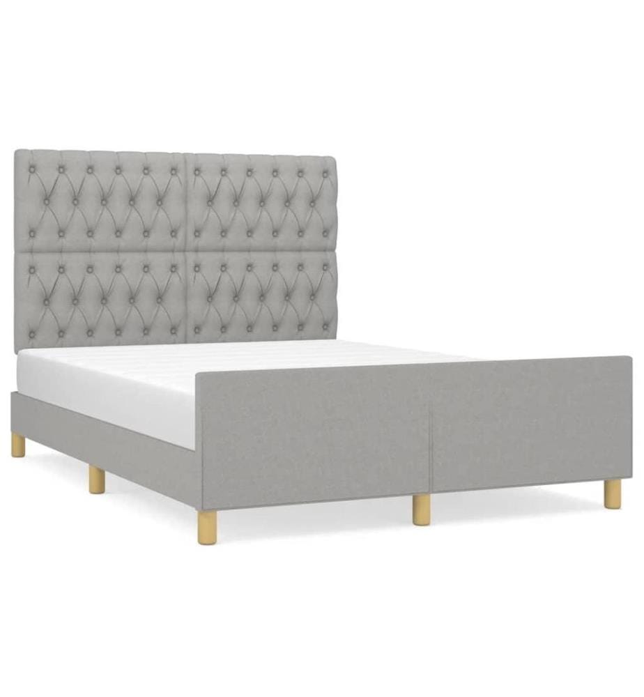 Bettgestell mit Kopfteil Hellgrau 140x190 cm Stoff