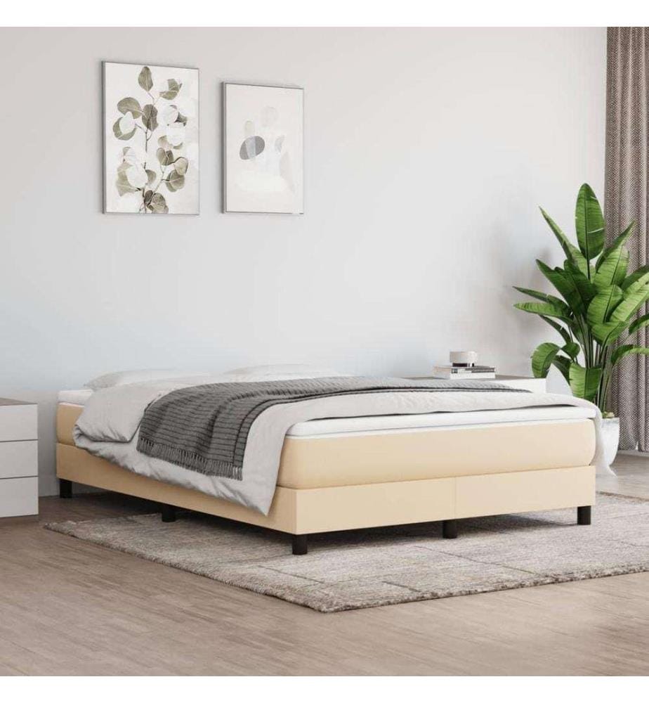 Boxspringbett mit Matratze Creme 140x190 cm Stoff
