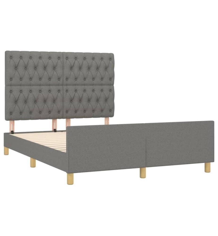 Bettgestell mit Kopfteil Dunkelgrau 140x190 cm Stoff