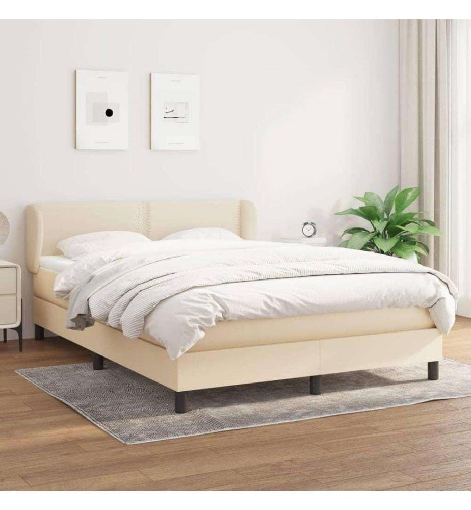 Boxspringbett mit Matratze Creme 140x190 cm Stoff