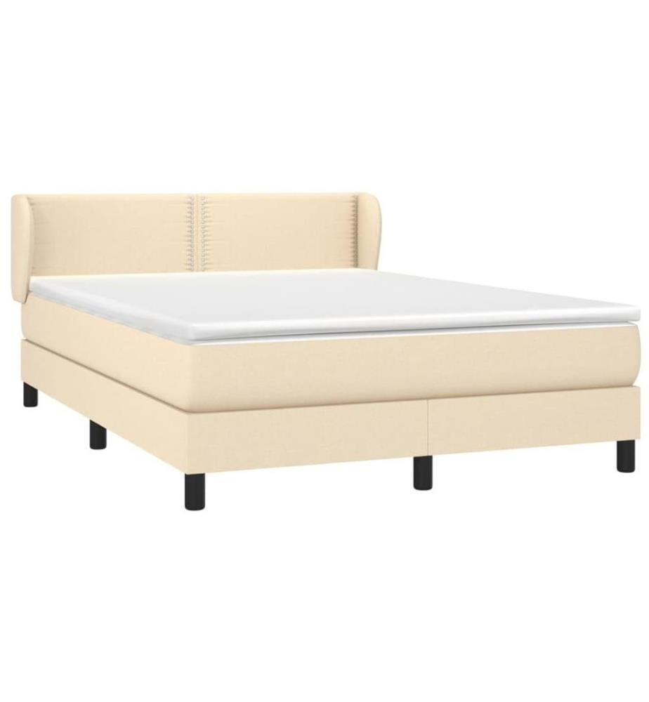 Boxspringbett mit Matratze Creme 140x190 cm Stoff