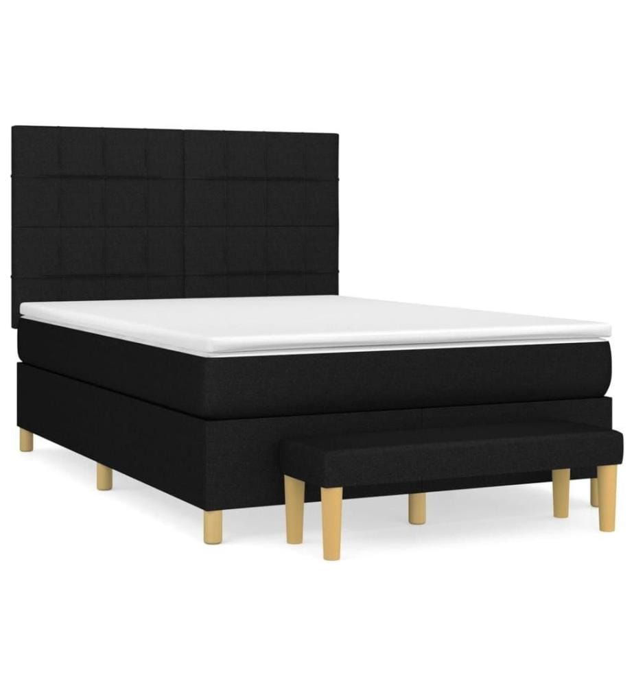 Boxspringbett mit Matratze Schwarz 140x190 cm Stoff
