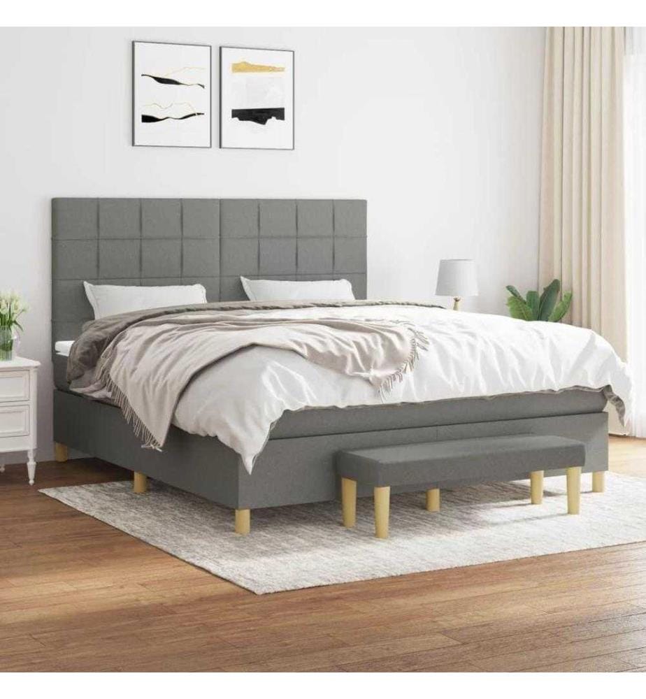 Boxspringbett mit Matratze Dunkelgrau 180x200 cm Stoff