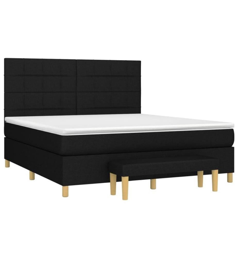 Boxspringbett mit Matratze Schwarz 180x200 cm Stoff
