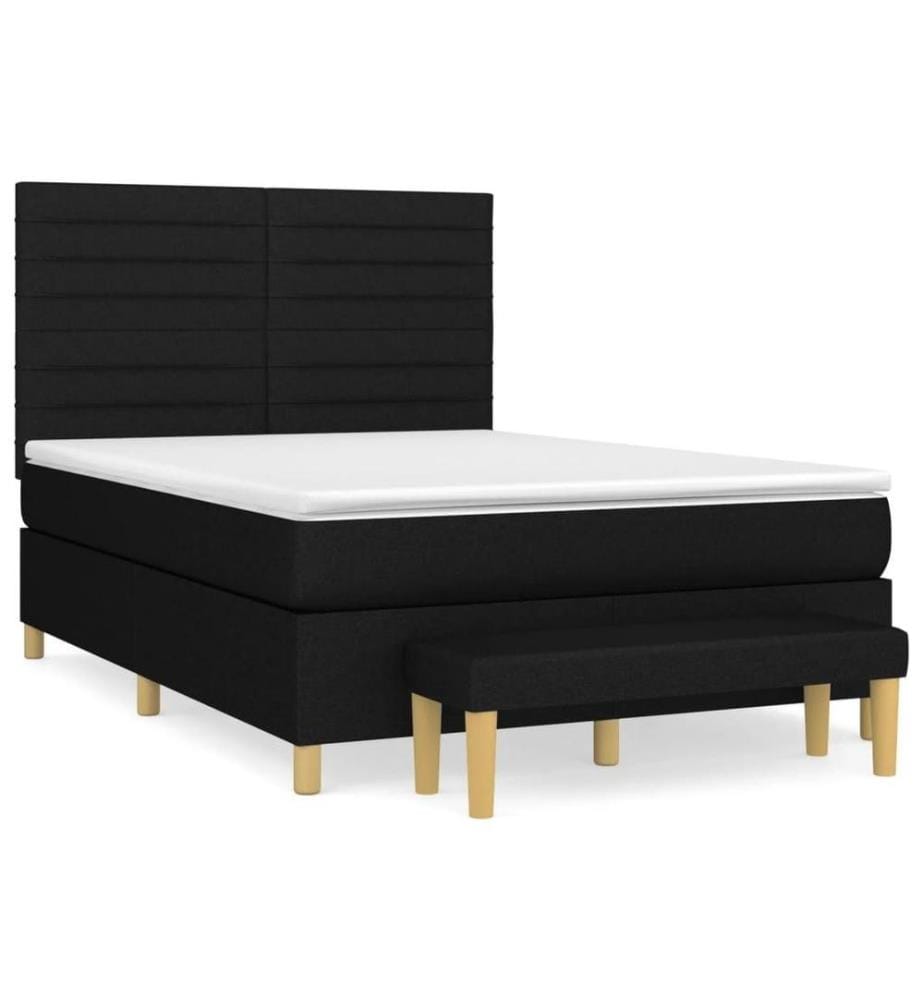 Boxspringbett mit Matratze Schwarz 140x200 cm Stoff