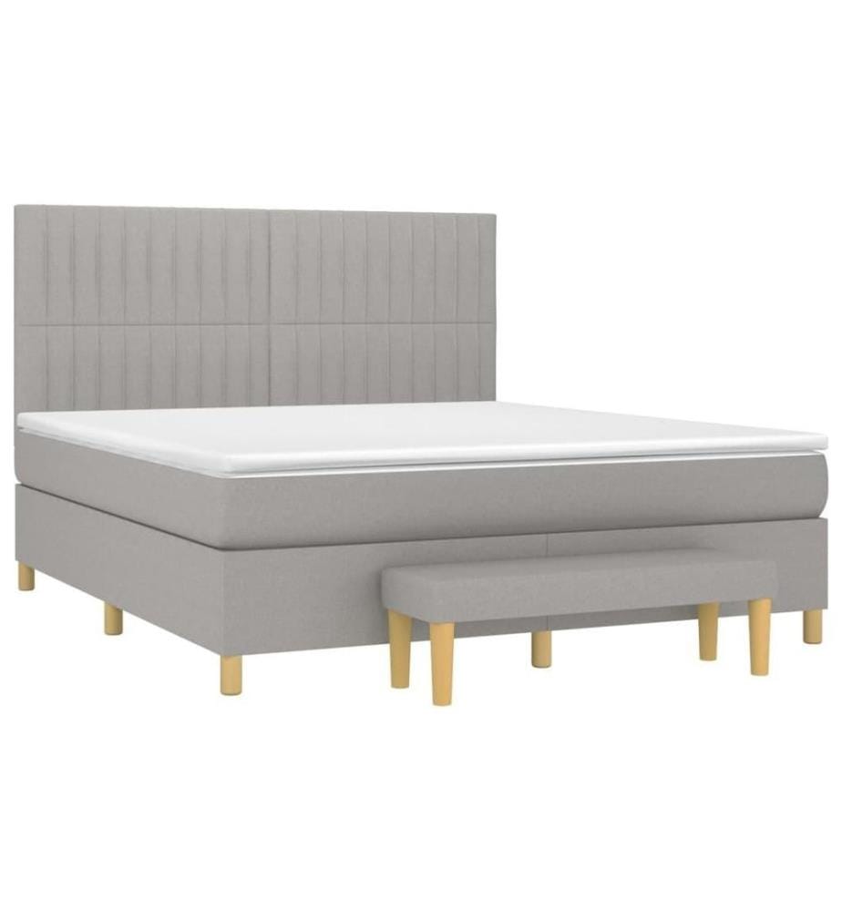 Boxspringbett mit Matratze Hellgrau 180x200 cm Stoff