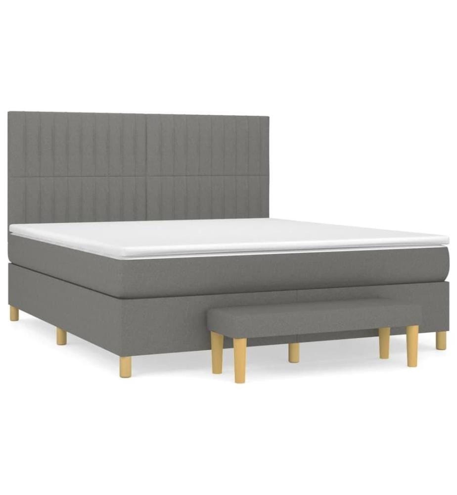 Boxspringbett mit Matratze Dunkelgrau 180x200 cm Stoff