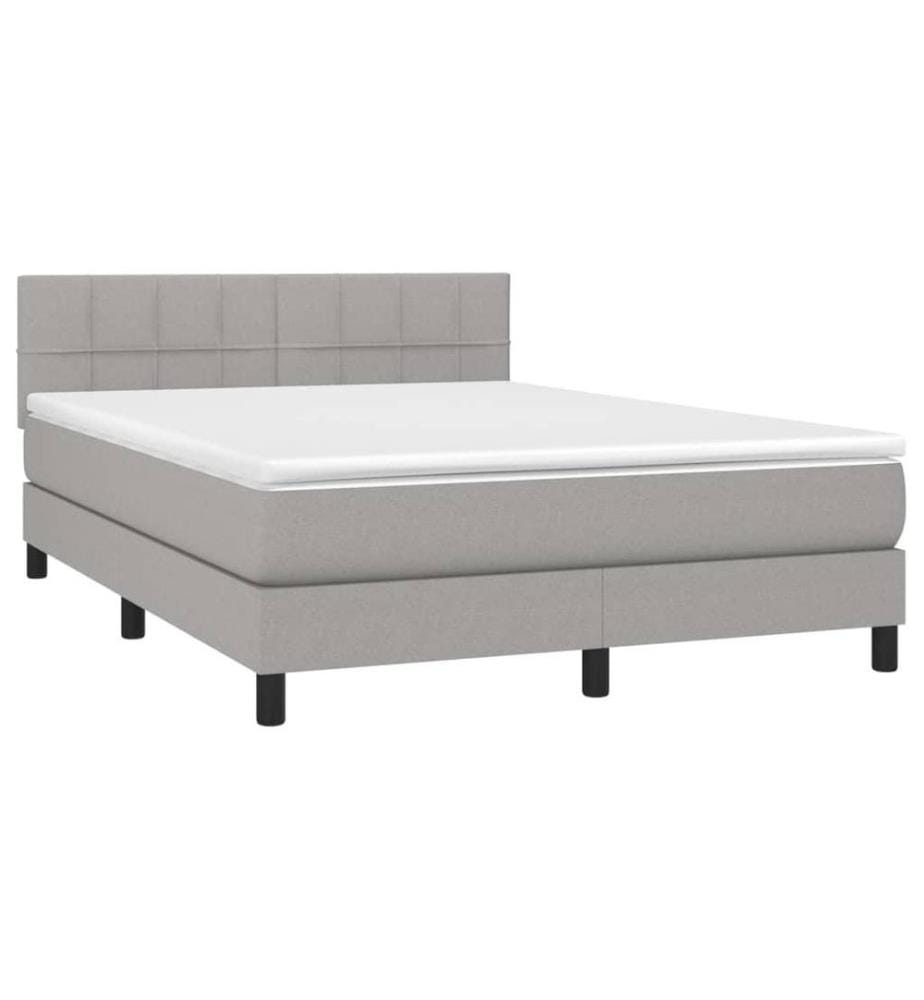 Boxspringbett mit Matratze Hellgrau 140x200 cm Stoff