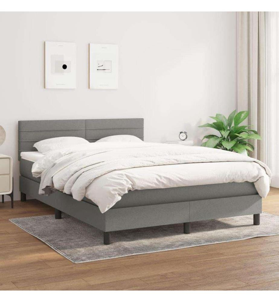 Boxspringbett mit Matratze Dunkelgrau 140x190 cm Stoff