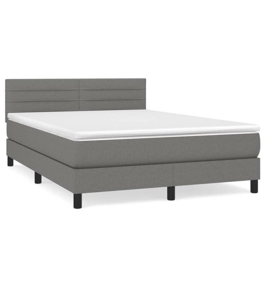Boxspringbett mit Matratze Dunkelgrau 140x200 cm Stoff