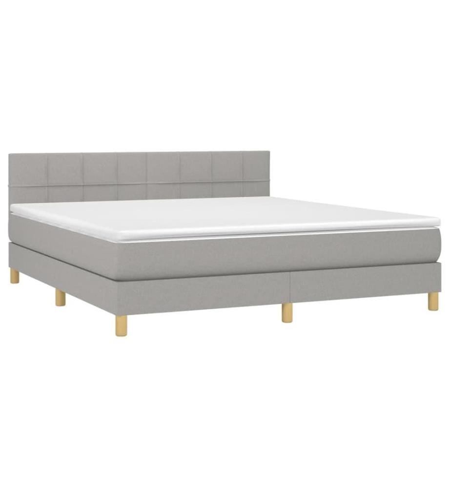 Boxspringbett mit Matratze Hellgrau 160x200 cm Stoff