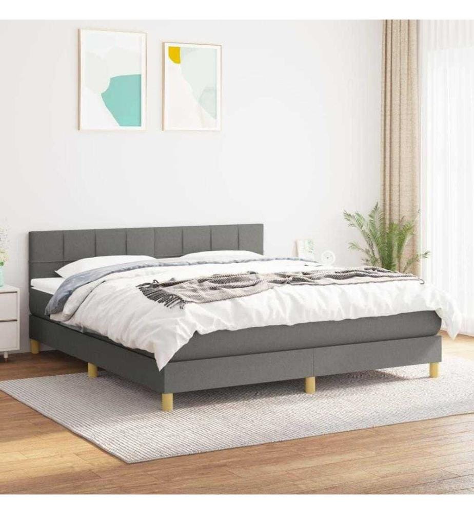 Boxspringbett mit Matratze Dunkelgrau 180x200 cm Stoff