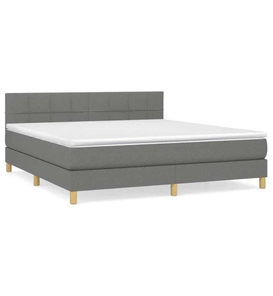 Boxspringbett mit Matratze Dunkelgrau 180x200 cm Stoff