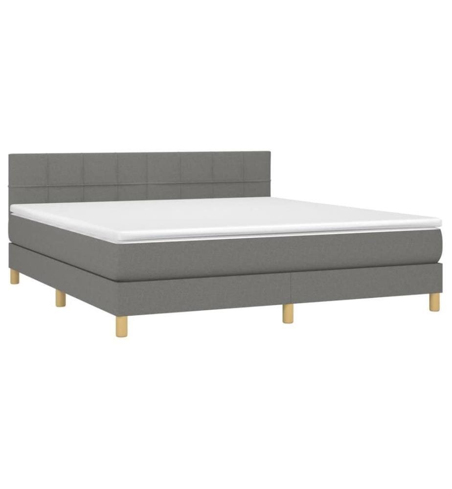 Boxspringbett mit Matratze Dunkelgrau 180x200 cm Stoff