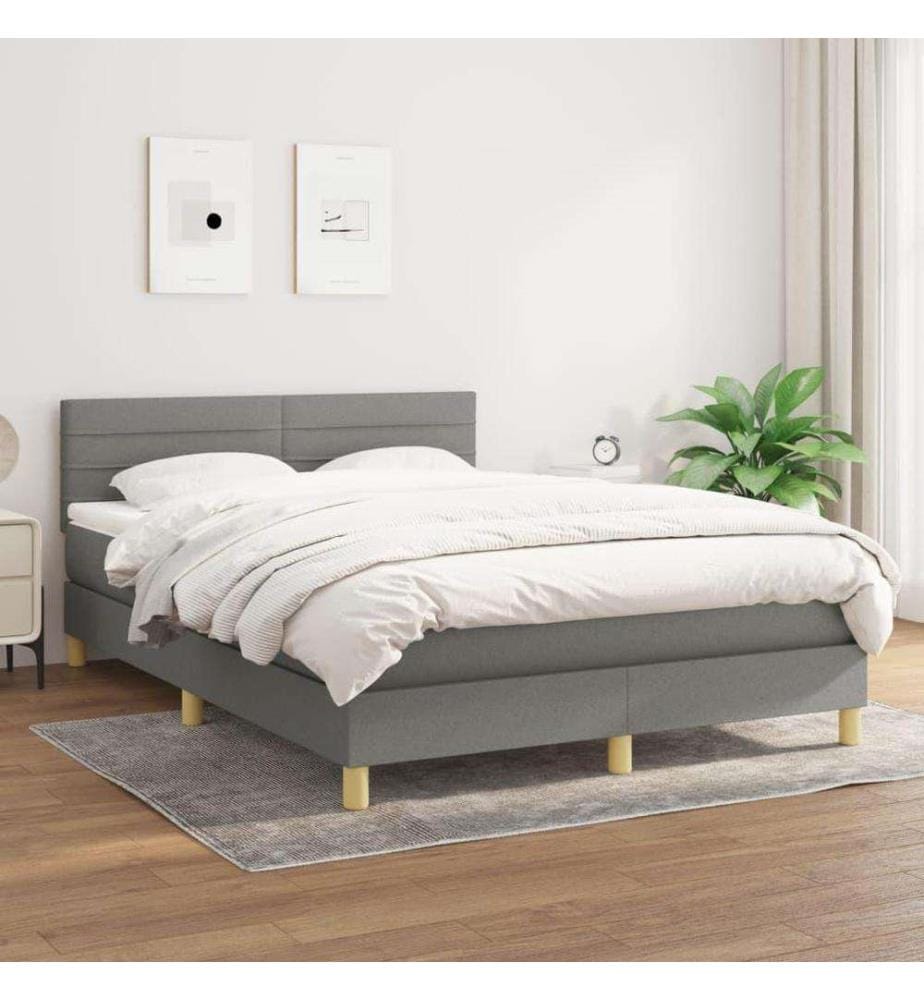 Boxspringbett mit Matratze Dunkelgrau 140x190 cm Stoff