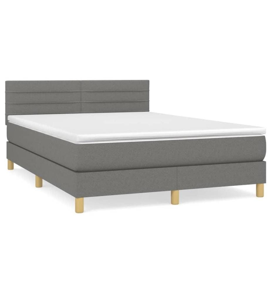 Boxspringbett mit Matratze Dunkelgrau 140x190 cm Stoff