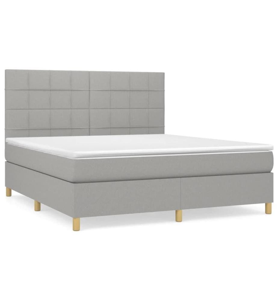 Boxspringbett mit Matratze Hellgrau 180x200 cm Stoff