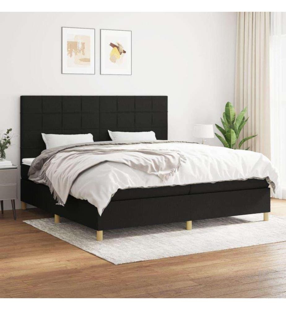 Boxspringbett mit Matratze Schwarz 200x200 cm Stoff