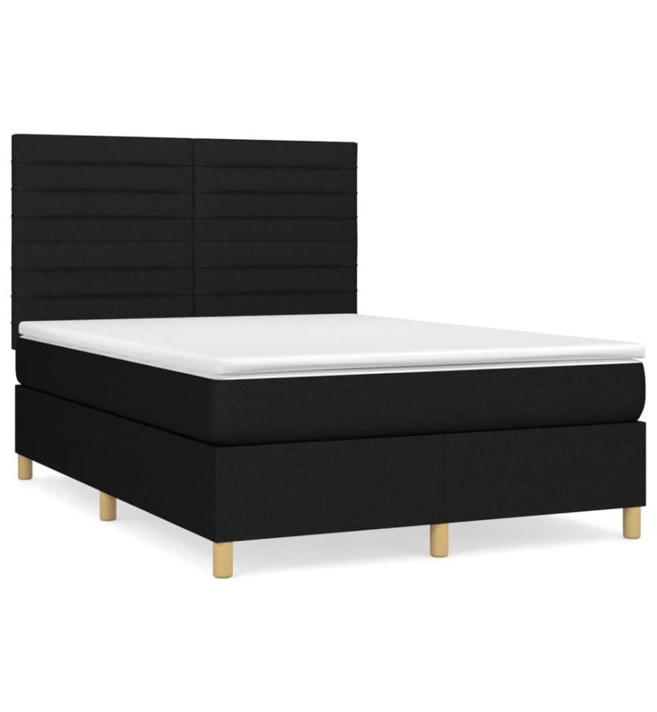Boxspringbett mit Matratze Schwarz 140x190 cm Stoff