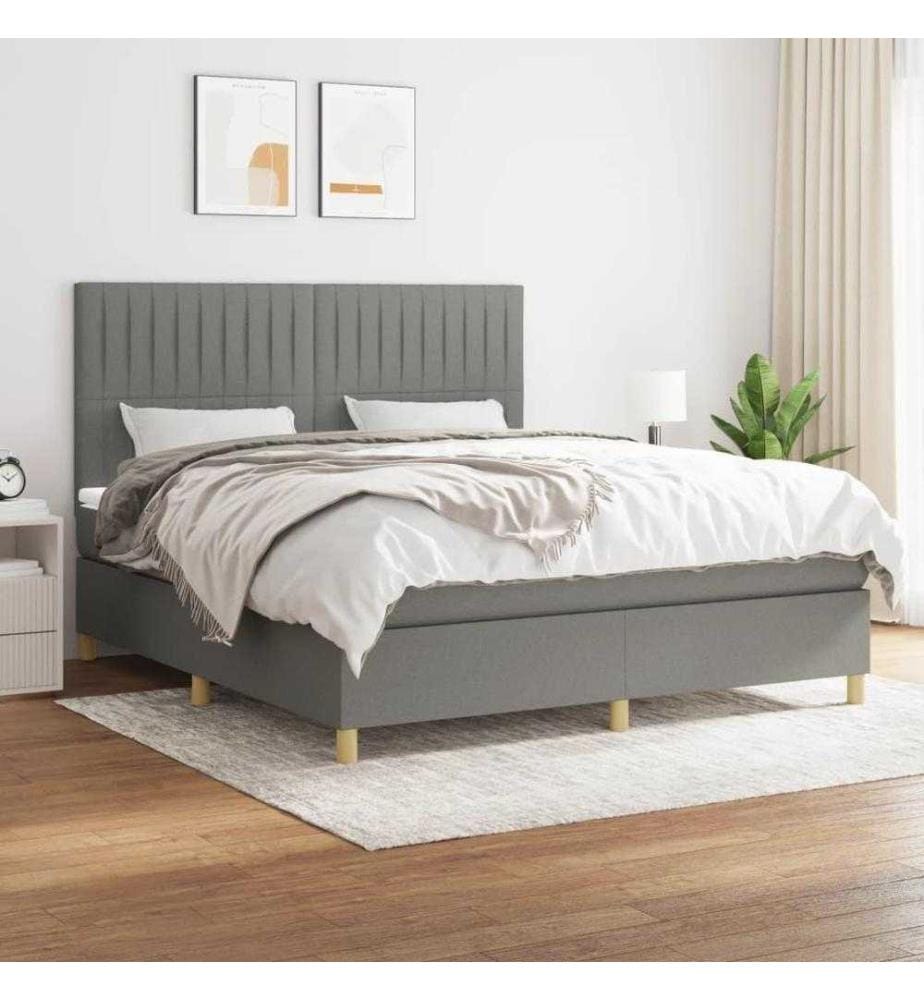 Boxspringbett mit Matratze Dunkelgrau 180x200 cm Stoff