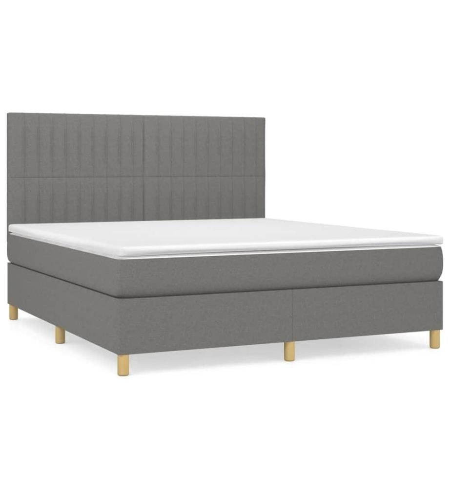 Boxspringbett mit Matratze Dunkelgrau 180x200 cm Stoff