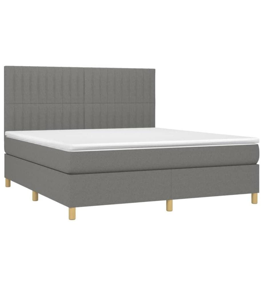 Boxspringbett mit Matratze Dunkelgrau 180x200 cm Stoff