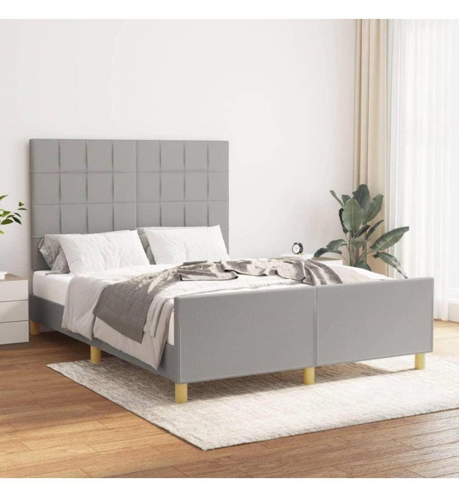 Bettgestell mit Kopfteil Hellgrau 140x190 cm Stoff