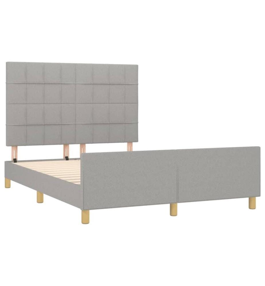 Bettgestell mit Kopfteil Hellgrau 140x190 cm Stoff